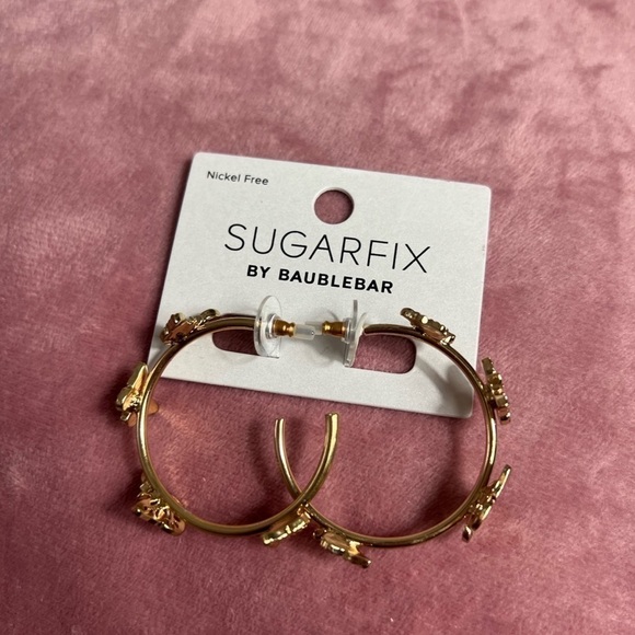 Sugarfix by BaubleBar Gold Tone Crystal Rhinestone Wings Butterfly Hoop Earrings - Picture 5 of 10